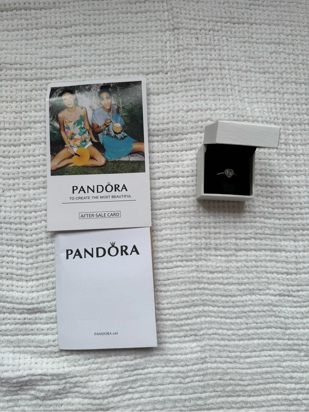 Pandora Silver Heart Ring with Clear Stone and Pavé Accents